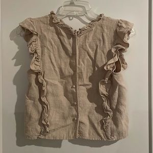 Off White Textured Button Up Blouse